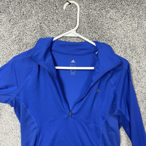 Adidas Shirt Womens Medium Climalite Quarter Zip Running Thumbholes Athletic - Picture 6 of 14